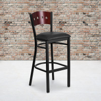 Flash Furniture XU-DG-60515-MAH-BAR-BLKV-GG HERCULES Black Metal Restaurant Barstool w/ Cushion